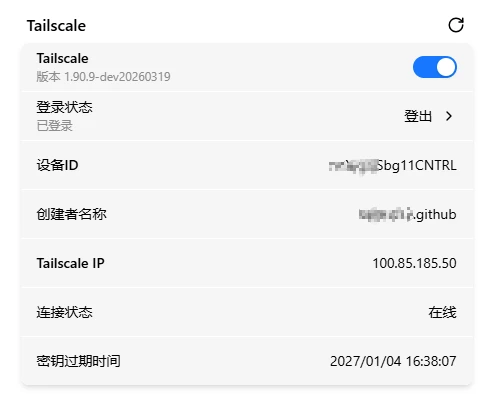 Tailscale 登录成功